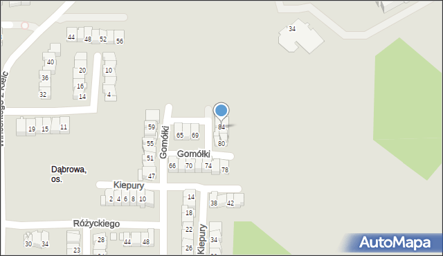 Kielce, Gomółki Mikołaja, 84, mapa Kielc
