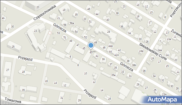 Kielce, Górnicza, 43, mapa Kielc