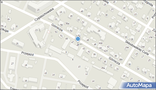 Kielce, Górnicza, 45, mapa Kielc