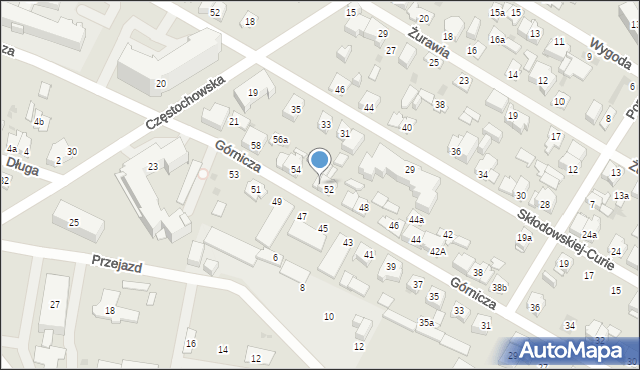 Kielce, Górnicza, 52a, mapa Kielc
