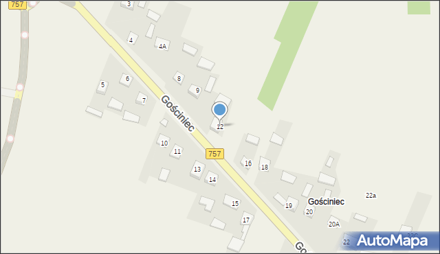 Kiełczyna, Gościniec, 12, mapa Kiełczyna