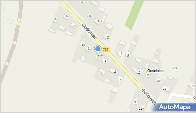 Kiełczyna, Gościniec, 13, mapa Kiełczyna