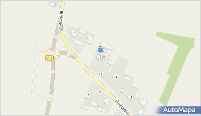Kiełczyna, Gościniec, 3, mapa Kiełczyna