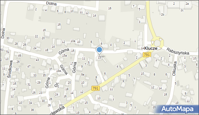 Klucze, Górna, 13, mapa Klucze