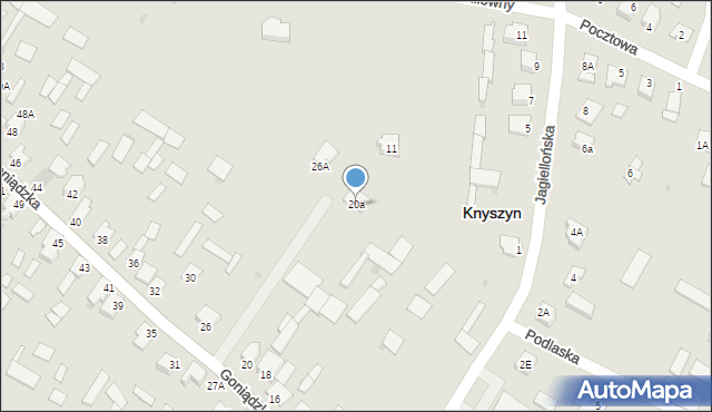 Knyszyn, Goniądzka, 20a, mapa Knyszyn