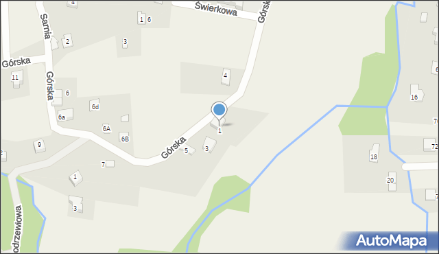 Kobiernice, Górska, 1A, mapa Kobiernice