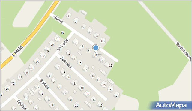 Kołbiel, Górna, 8, mapa Kołbiel