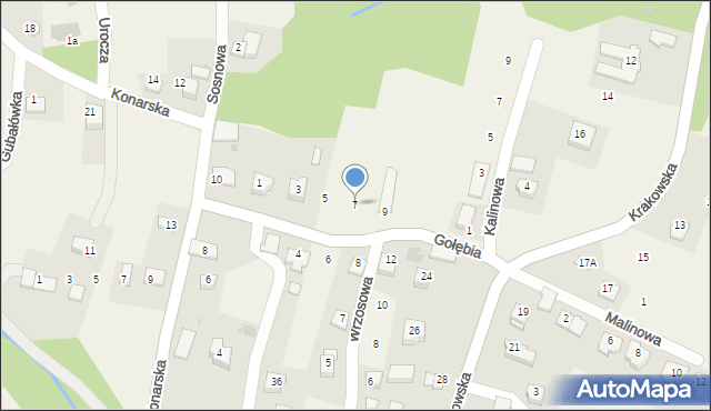 Konary, Gołębia, 7, mapa Konary