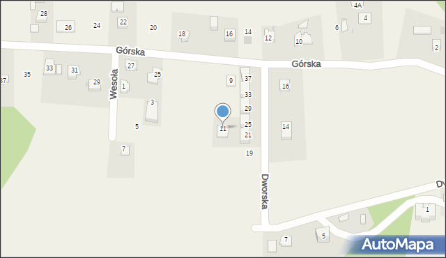 Konary, Górska, 11, mapa Konary