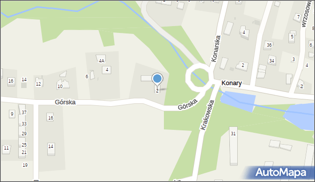 Konary, Górska, 2, mapa Konary