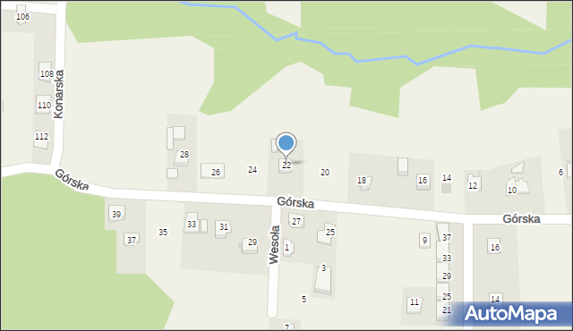 Konary, Górska, 22, mapa Konary