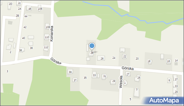Konary, Górska, 28, mapa Konary