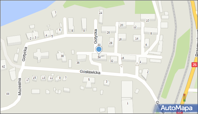 Konin, Gosławicka, 34, mapa Konina