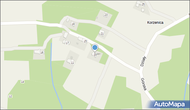 Korczyna, Górska, 13, mapa Korczyna
