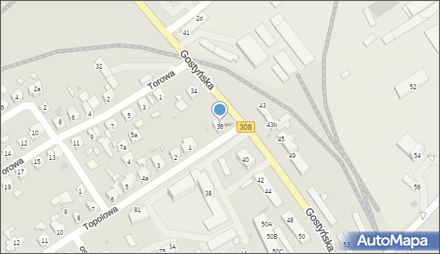 Kościan, Gostyńska, 36, mapa Kościan