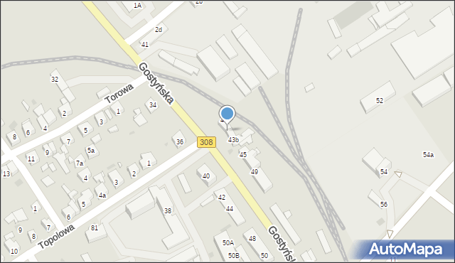 Kościan, Gostyńska, 43a, mapa Kościan