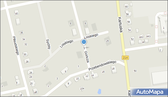 Kościerzyna, Gończa Jana, 3, mapa Kościerzyna