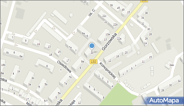 Kostrzyn nad Odrą, Gorzowska, 11, mapa Kostrzyn nad Odrą