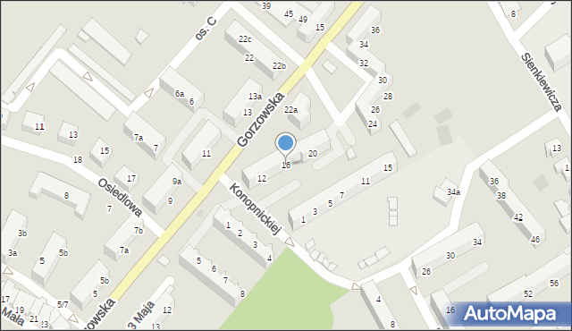 Kostrzyn nad Odrą, Gorzowska, 16, mapa Kostrzyn nad Odrą