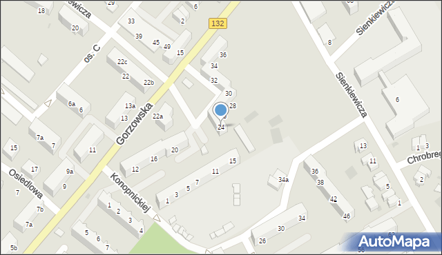Kostrzyn nad Odrą, Gorzowska, 24, mapa Kostrzyn nad Odrą