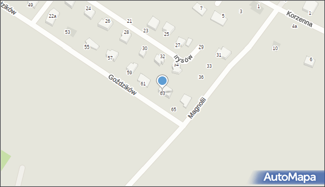 Koszalin, Goździków, 63, mapa Koszalina