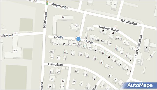 Kraków, Goetla Walerego, 35, mapa Krakowa