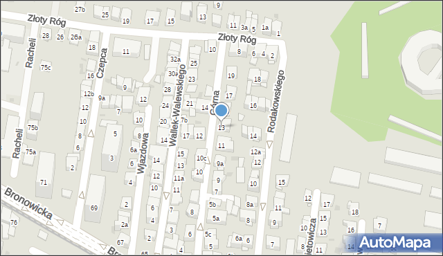Kraków, Górna, 13, mapa Krakowa