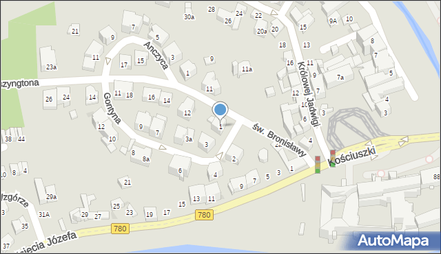 Kraków, Gontyna, 1, mapa Krakowa