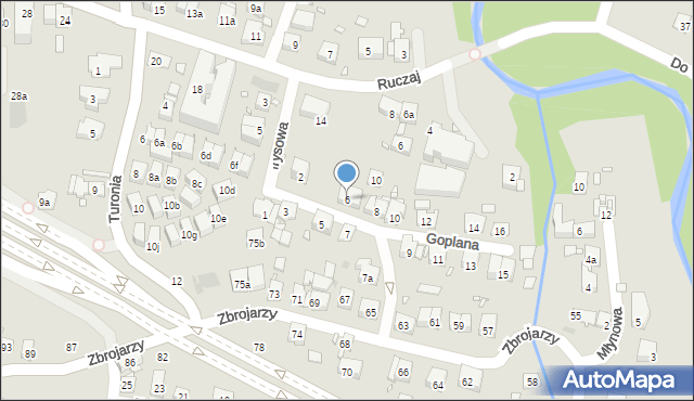 Kraków, Goplana, 6, mapa Krakowa