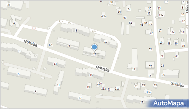 Kraków, Gołaśka, 12, mapa Krakowa