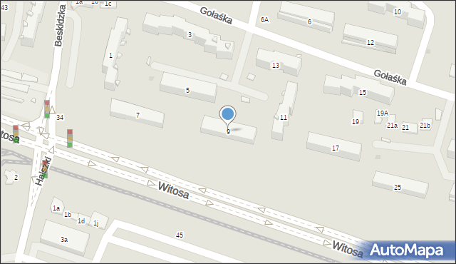 Kraków, Gołaśka, 9, mapa Krakowa