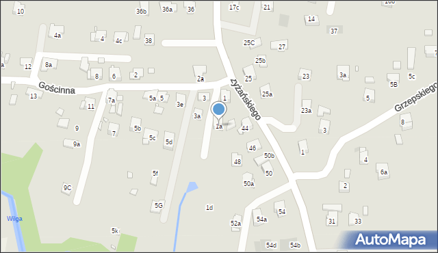 Kraków, Gościnna, 1a, mapa Krakowa