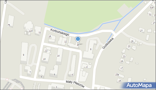 Kraków, Golikówka, 10, mapa Krakowa