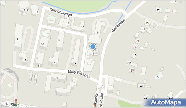 Kraków, Golikówka, 4, mapa Krakowa