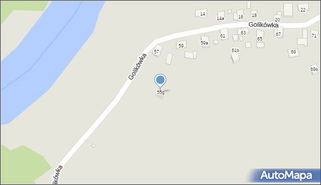 Kraków, Golikówka, 55g, mapa Krakowa