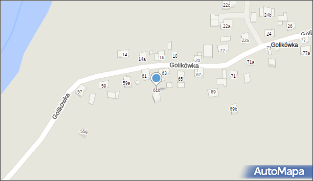 Kraków, Golikówka, 61b, mapa Krakowa