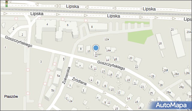 Kraków, Goszczyńskiego Seweryna, 12, mapa Krakowa