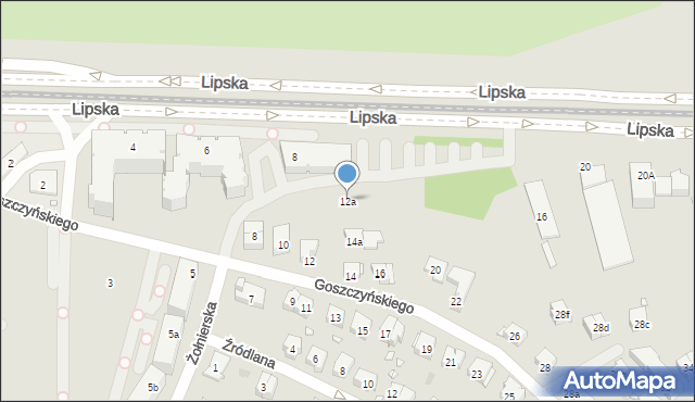 Kraków, Goszczyńskiego Seweryna, 12a, mapa Krakowa