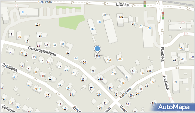Kraków, Goszczyńskiego Seweryna, 28f, mapa Krakowa