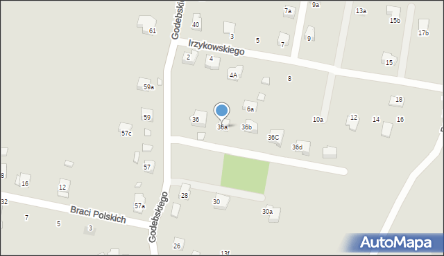 Kraków, Godebskiego Cypriana, 36a, mapa Krakowa