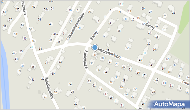 Krosno, Goszczyńskiego Seweryna, 31, mapa Krosna