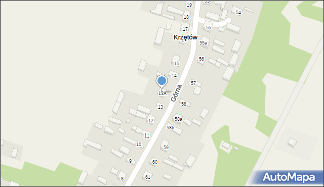 Krzętów, Górna, 13A, mapa Krzętów