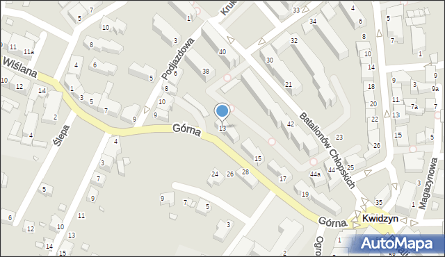 Kwidzyn, Górna, 13, mapa Kwidzyn