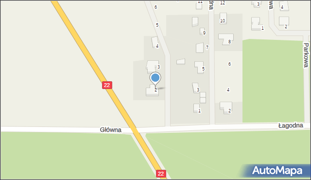 Łagodzin, Gościnna, 2, mapa Łagodzin