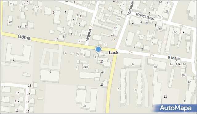 Łask, Górna, 1a, mapa Łask