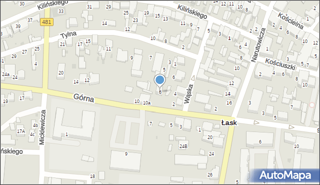 Łask, Górna, 6, mapa Łask