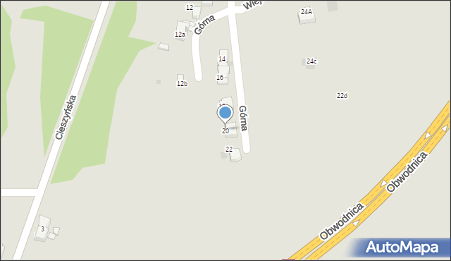 Łaziska Górne, Górna, 20, mapa Łaziska Górne