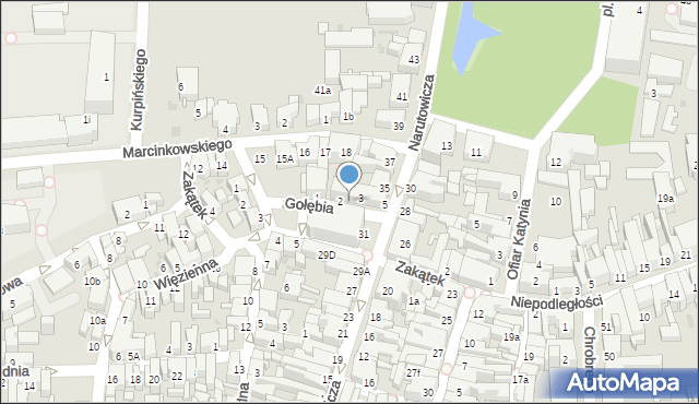 Leszno, Gołębia, 2b, mapa Leszno