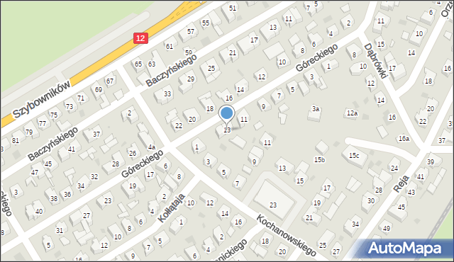 Leszno, Góreckiego Józefa, 13, mapa Leszno