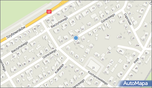 Leszno, Góreckiego Józefa, 15, mapa Leszno